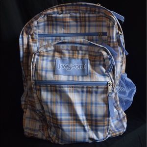 Yellow & blue plaid Jansport Backpack